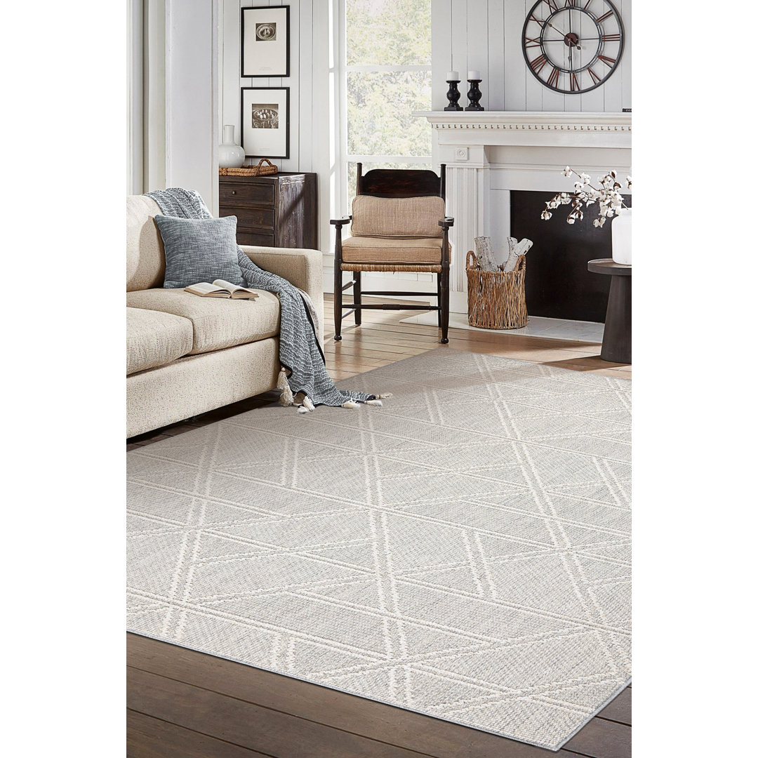 Karo, geometrische Struktur, Schleife BOHO in Beige