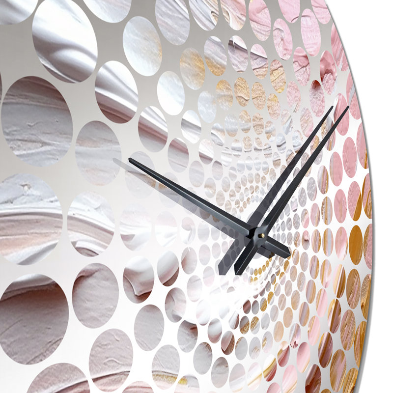 Horloge murale spirale abstraite rose et or, Grand