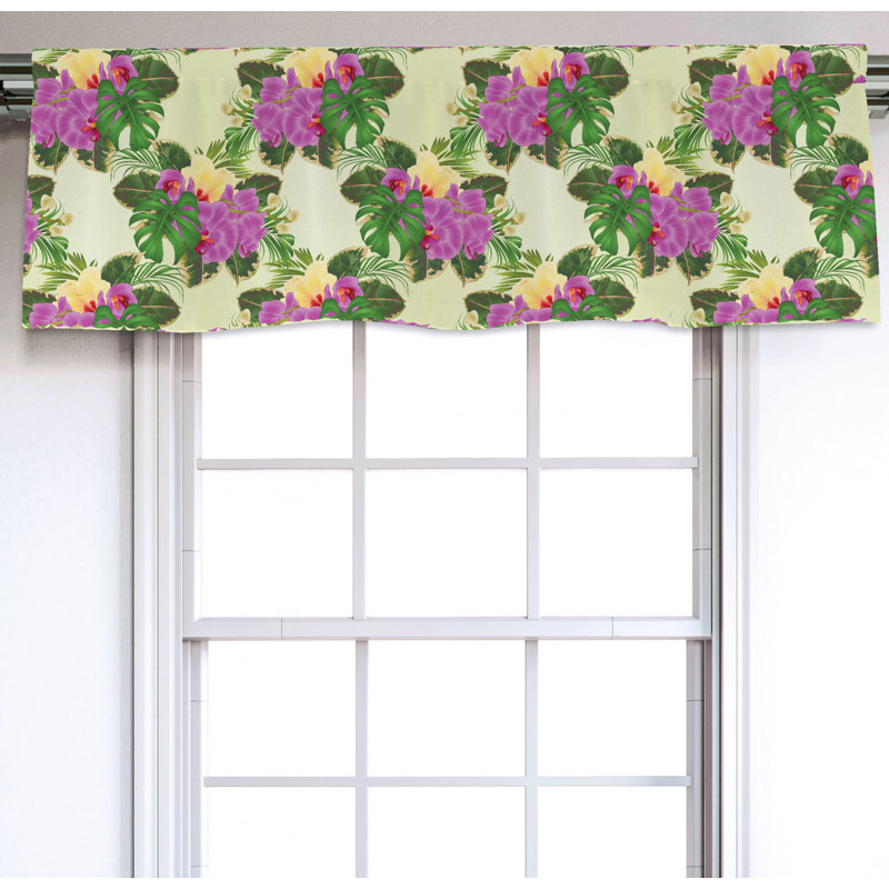 Sateen Floral Ruffled Window Valance