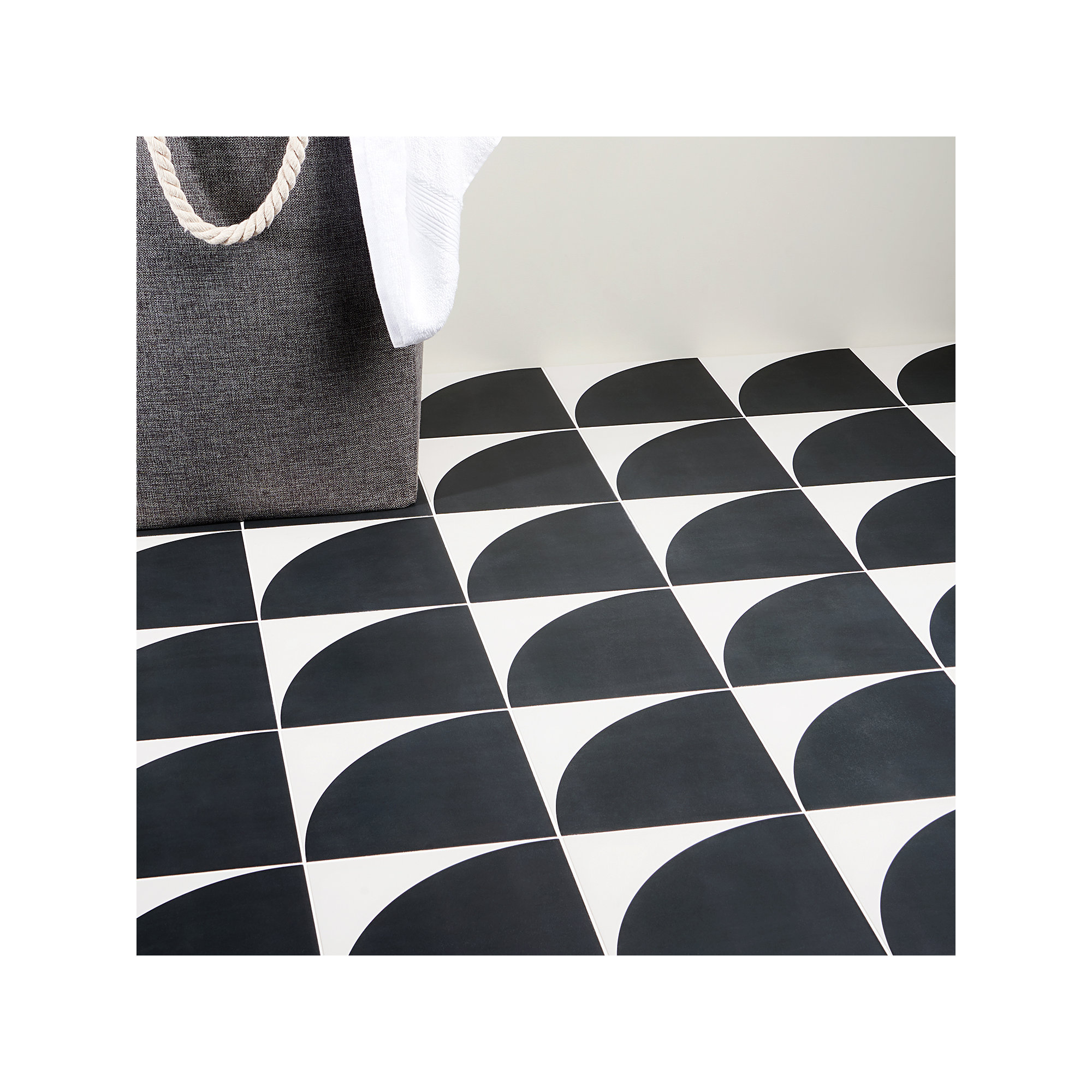 Stacy Garcia Victoria 8" x 8" Porcelain Encaustic Patterned Look Wall & Floor Tile, Black