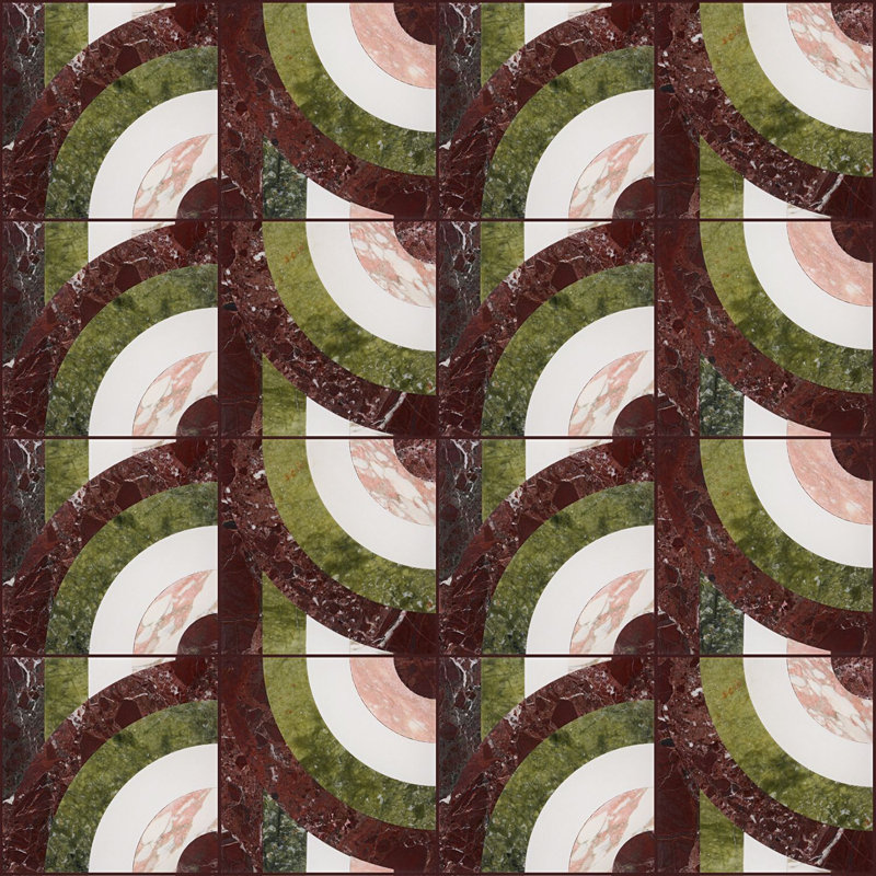 Elizabeth Sutton Curve Vertical 12" x 12" Geometric Marble Mosaic Wall & Floor Tile ( 1 sq. ft. / sheet), Rainbow