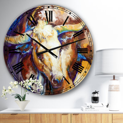 Power Longhorn Abstract - Oversized Cottage Wall Clock