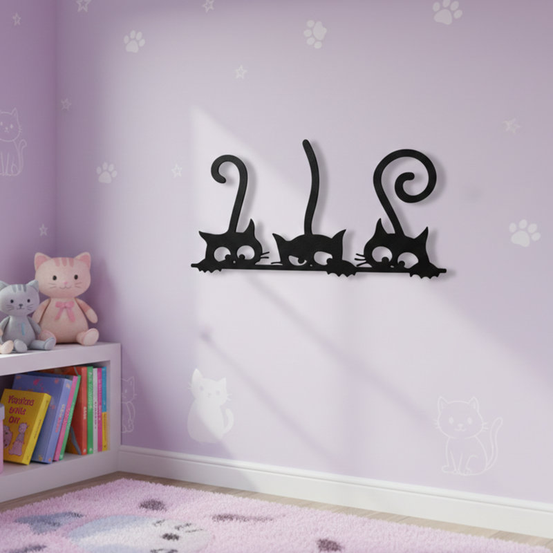 Décoration murale métal 3 chats