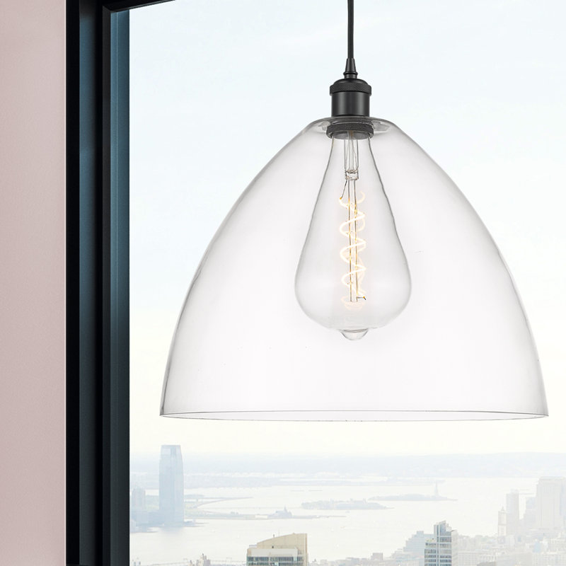 Haruka 1 - Light Single Pendant, Clear, 18.75" H x 16" W x 16" D, Matte Black