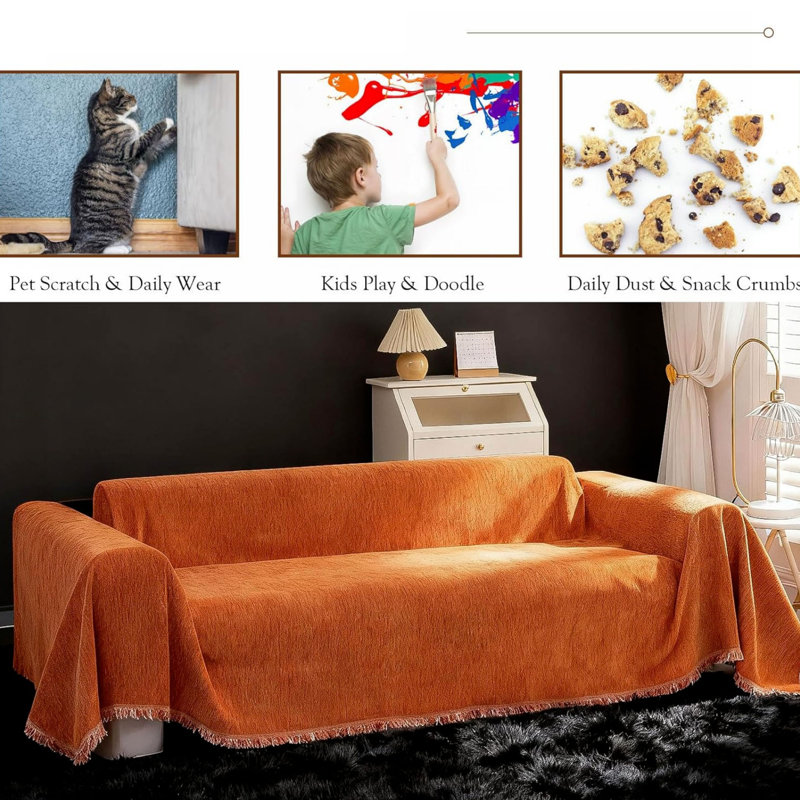 Chenille Box Cushion Sofa Slipcover