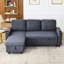 Lit en lin gris foncé, réversible avec rangement pratique et confortable