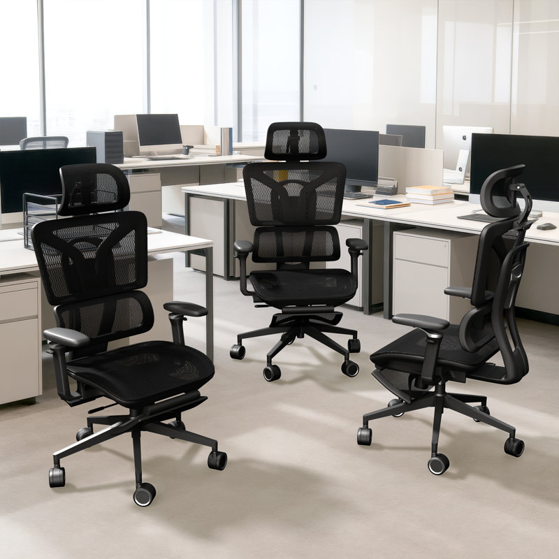 Chaise de bureau ergonomique avec accoudoirs 5d Profondeur de siège réglable et support lombaire adaptatif, Noir
