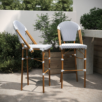Indoor/Outdoor All-Weather Commercial Paris Chairs with Bamboo Print Frame