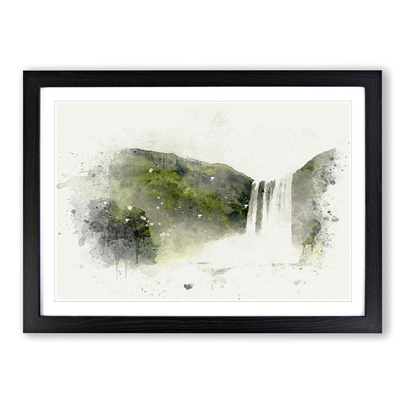 Waterfall in Selfoss Iceland in Abstract - Picture Frame Graphic Art Print, 40cm H x 60cm W x 2cm D, Black