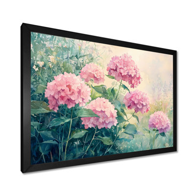 Hortensias dans un pré d'été I - hydrangées, art mural large