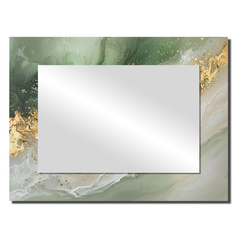 Ephemeral Emerald Pathways To The Gemstone II - Marble Mirror For Wall Art Decor - Printed On Metal, 24" x 32"