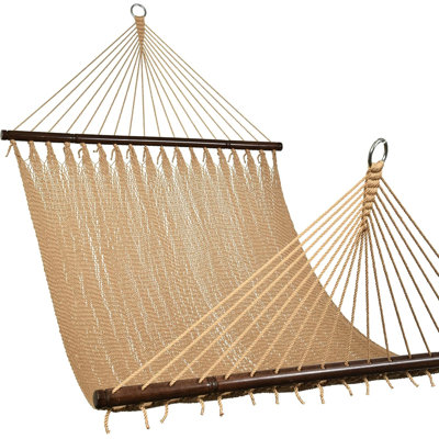 Double hamac des Caraïbes avec barres d'écartement, polyester tissé à la main pour le patio extérieur de la piscine, capacité de 450 lb, conception en filet respirant