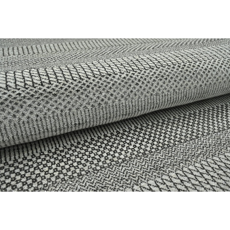 Tapis argenté et noir noué à la main de haute qualité