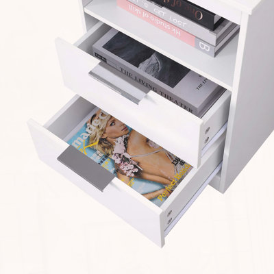 Nightstand with Charging Station, 2 Drawers, and Open Shelf