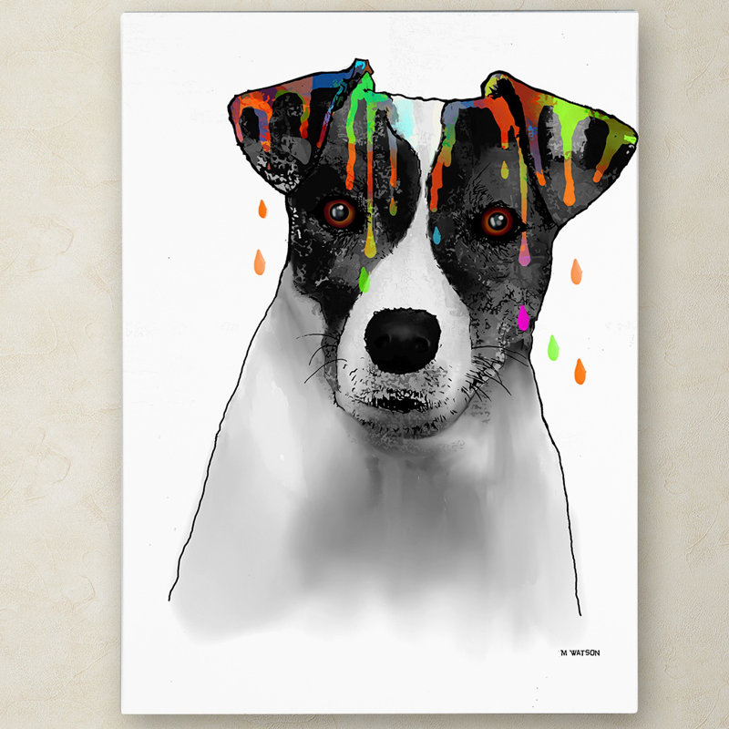 « jack russel terrier », reproduction d’art sur toile tendue, H 19 po x l 14 po x P 2 po