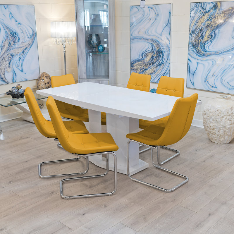 Fermin 6 - Person Butterfly Leaf Dining Set, Yellow