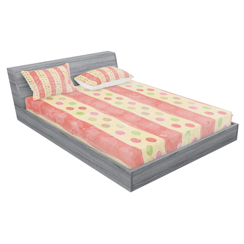Full Pink and Yellow Striped Microfiber Sheet Set