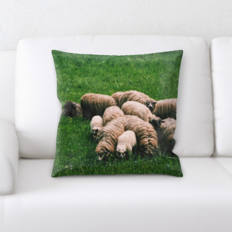 Sheep Microsuede Reversible Throw Pillow