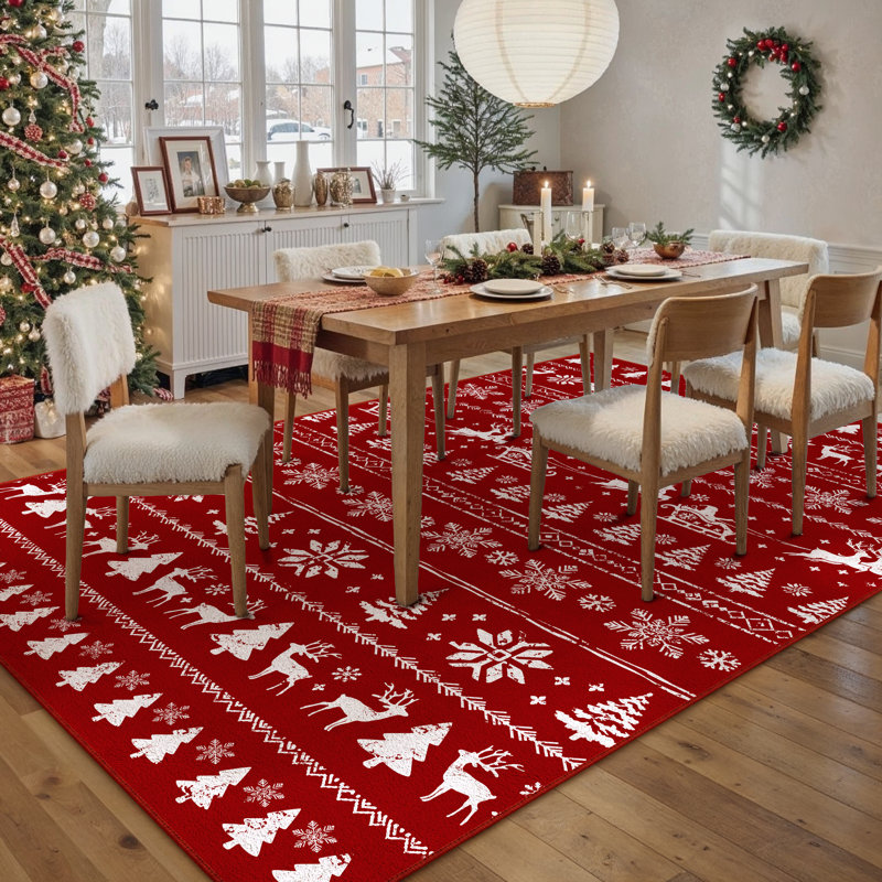 Chamora Machine Washable Indoor/Outdoor Christmas Area Rug, Rectangle 5' x 7'