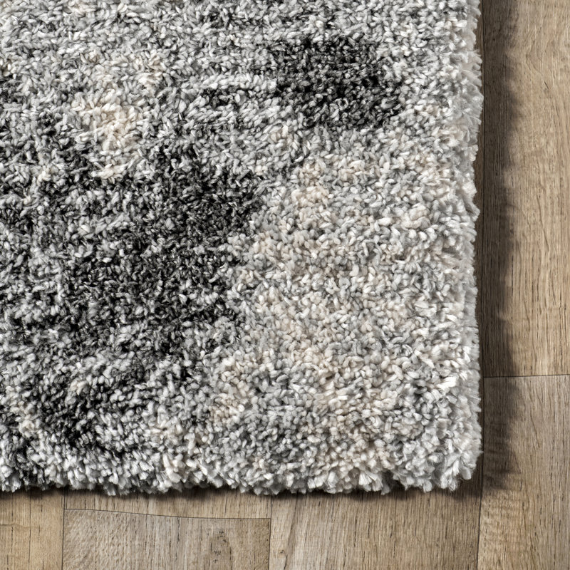 Sidonie Abstract Clouds Shag Area Rug, Square 6'