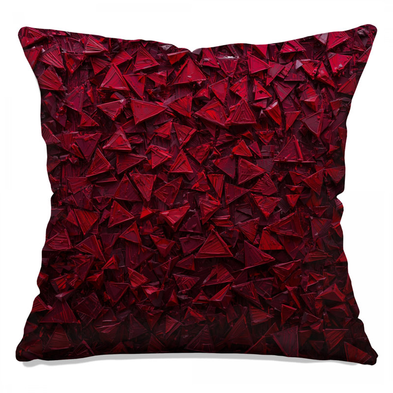 Red Triangular Texture Double Sided Throw Pillows, 16 x 16 inches