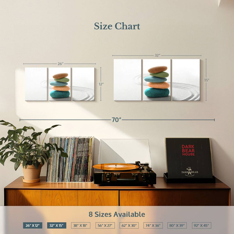  «Colorful Zen Stones», H 12 po x l 26 po