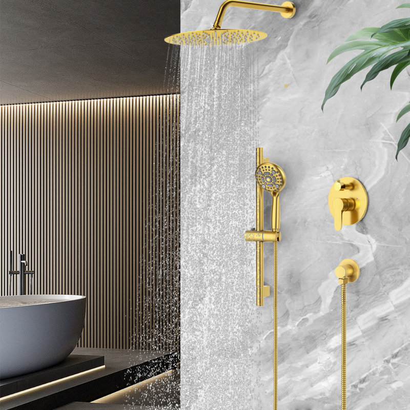 12 Inch Rain Shower Head And Handheld 6-Spray Combo Set With Slide Bar, Oil Rubbed Bronze