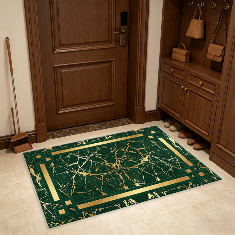 Emerald Marble Geometric area rugs for Living Room, Soft and Comfortable, Suitable for all seasons, easy to maintain, machine washable Indoor floor mat, Under Table Farmhouse suitable for Bedroom, Dining Room, Study,  Balcony, Home Decor Patio