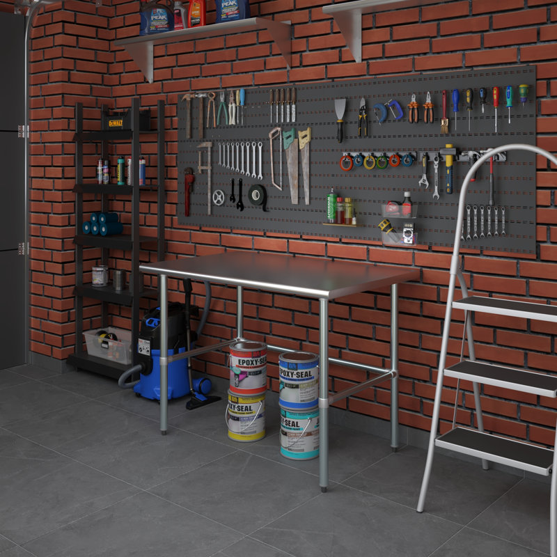 Table de travail en acier inoxydable, H 35 po x L 48 po x L 30 po