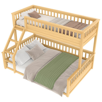 Full XL over Queen Bunk Bed with Ladder and Guardrails