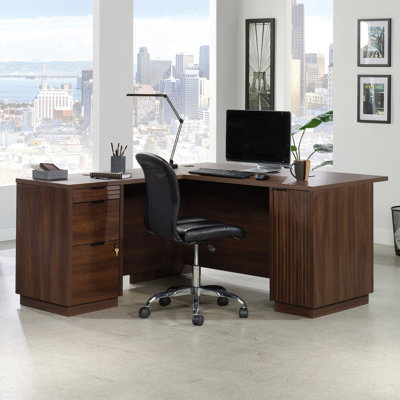 Bureau en L, finition brune