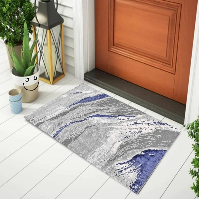 Abstract Flokati, Blue, Rectangle 60 cm x 110 cm
