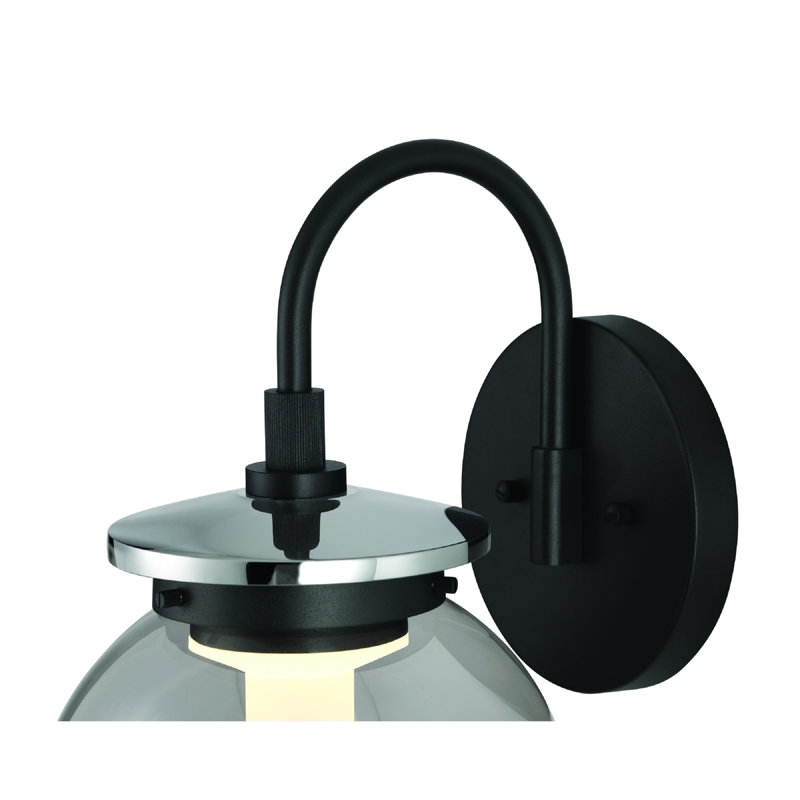 Caswell LED Sconce In Black, 14" H x 8" W x 8" D