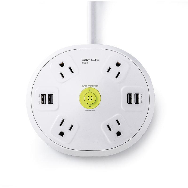 Hub Power Strips 4-Outlet 4-USB Power Strip Surge Protector, White