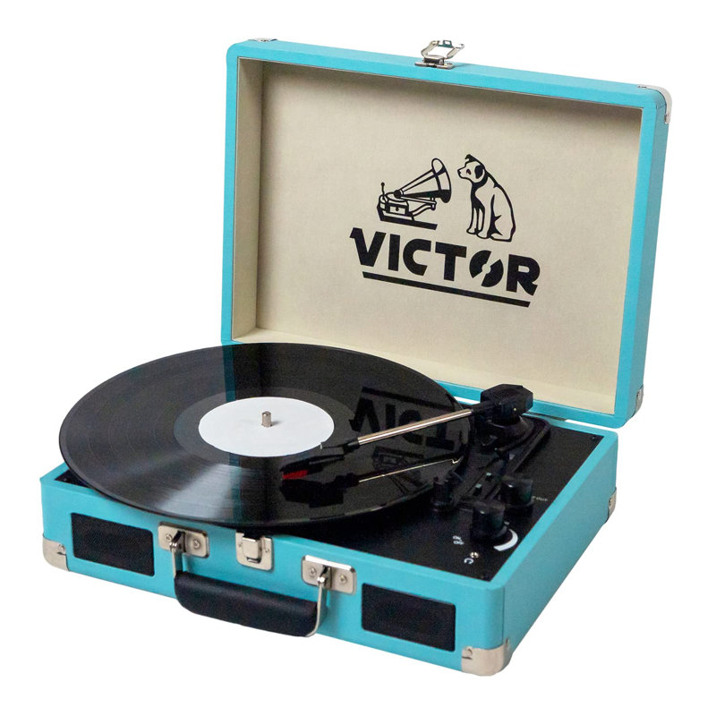 Tourne-disque portatif avec Bluetooth, Turquoise
