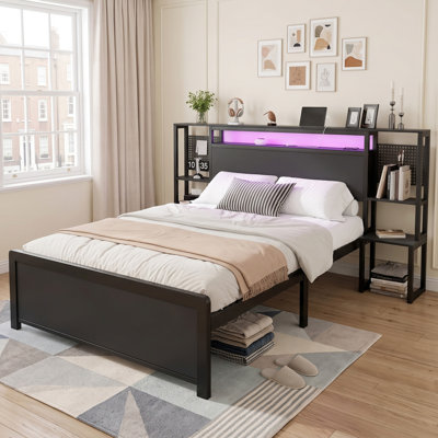 LED Metal Bed with Charging
