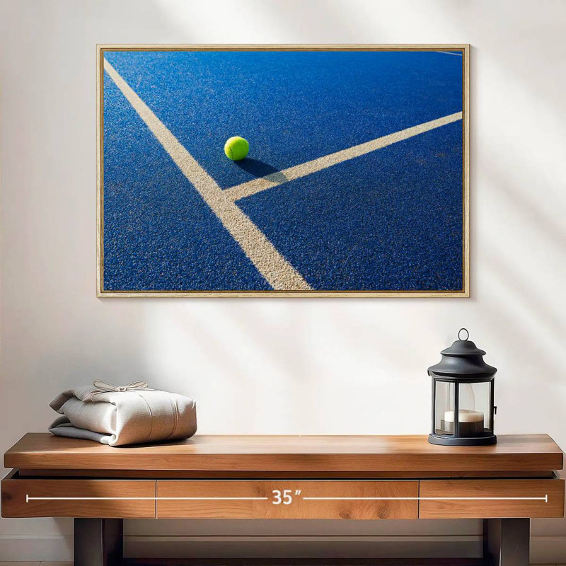 Balle de tennis, 25 po x 17 po, Cadre flottant en bois naturel