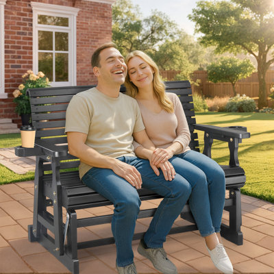 Solid Wood Two-Person Patio Glider
