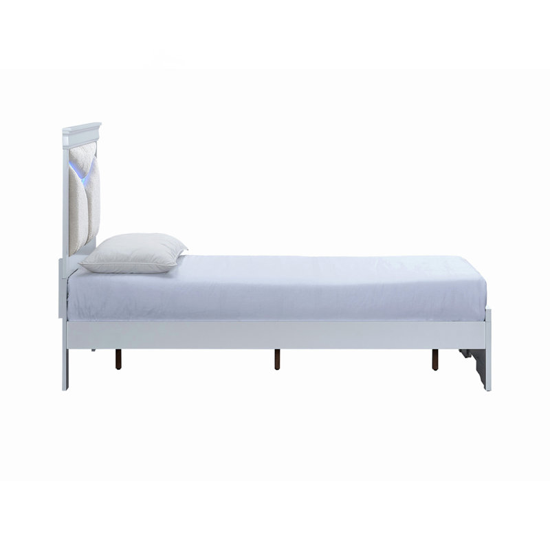 Lit simple (matelas non inclus), blanc scintillant