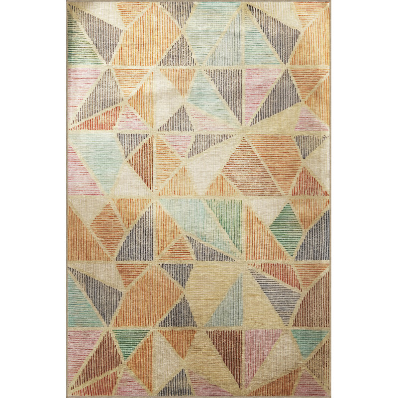 Tapis en polypropylène à motif géométrique Senikka, Tapis de couloir 2 pi 7 po x 7 pi 10 po
