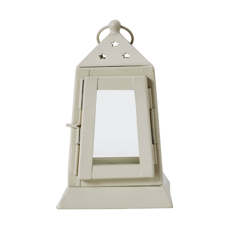 Photophore en métal Festive Finds, H 7 po x l 4,5 po x P 4,5 po, Blanc