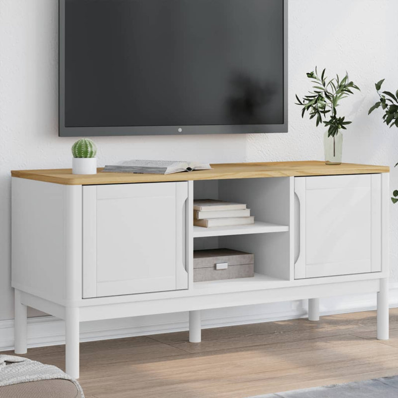 Huri TV Stand for TVs up to 60", Brown/White