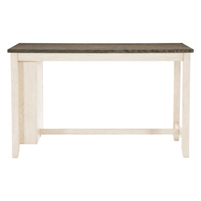 Table de salle à manger à hauteur de comptoir blanc antique et brun rosé, salle à manger avec tablettes avec tablettes et cuisine modernes, fabrication en bois