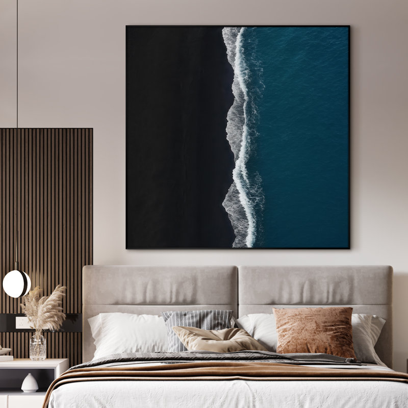 Très grand art mural imprimé sur tissu - Plage, océan, paysage, œuvre d'art, décoration pour le salon ou la chambre à coucher - «Assemblage requis du cadre (cadre non fini)»