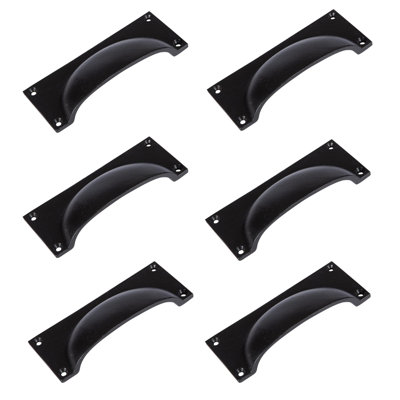 Hammer & Tongs - Rectangular Cabinet Cup Handle - W130mm x H50mm - Black