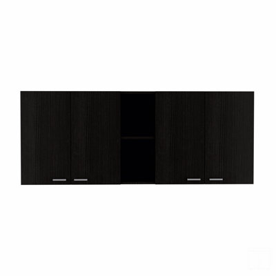 Wall Cabinet,  Double Door, Two External Shelves, Two Interior Shelves