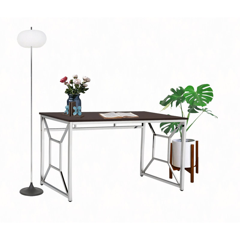 Office Workspace Desk MDF/Chrome In Brown
