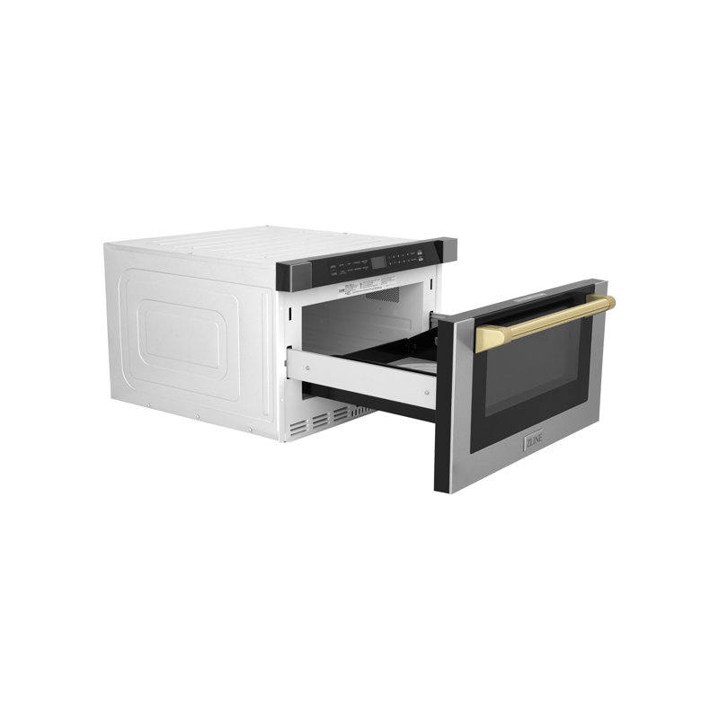 ZLINE 24" 1.2 cu. ft. Built-in Microwave Drawer with a Traditional Handle in Stainless Steel, Gold