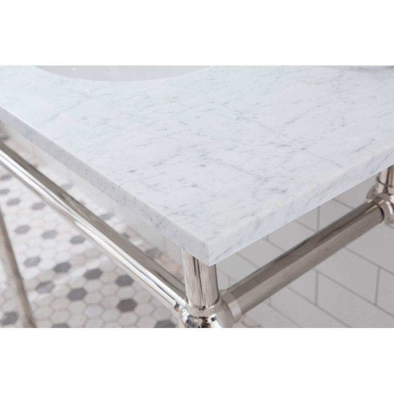 Copeland Stone Oval Console Bathroom Vanity with Faucet and Overflow, Chrome