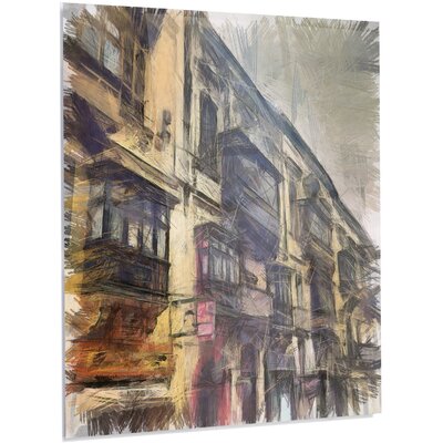 Old City Street Watercolor Painting' Painting Print on Metal -  Design Art, MT13889-12-28